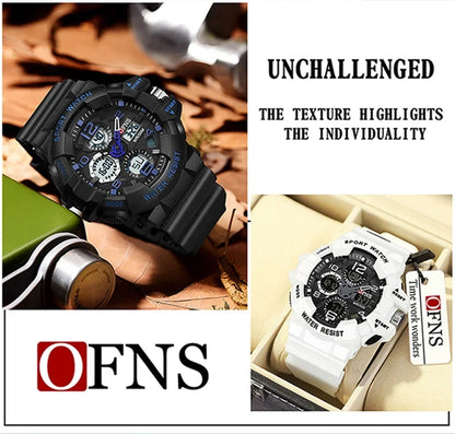 OFNS Top Grade 3168 Fashion Men's Military Multi functional Watch Weekly Sports Belt LED Digital Waterproof Watch Men's Clock