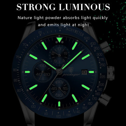 POEDAGAR Luxury Men Watch High Quality Fashion Chronograph Waterproof Luminous Date Stainless Steel Quartz Watch Man Clock Reloj