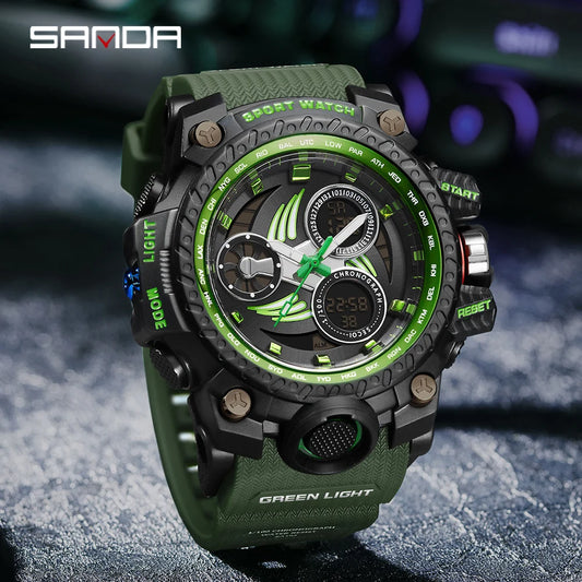 SANDA 2023 G Style New Men's Watches 50M Waterproof Shock Sports Military Quartz Watch For Male Digital Wristwatch Clock 3155