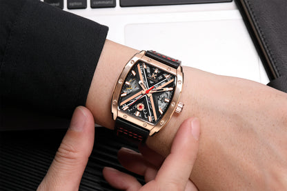 Luxury 2023 Mechanical Wristwatches for Men 3Bar Waterproof Rubber Leather Watchbands Men's Automatic Watch Relogio Masculino