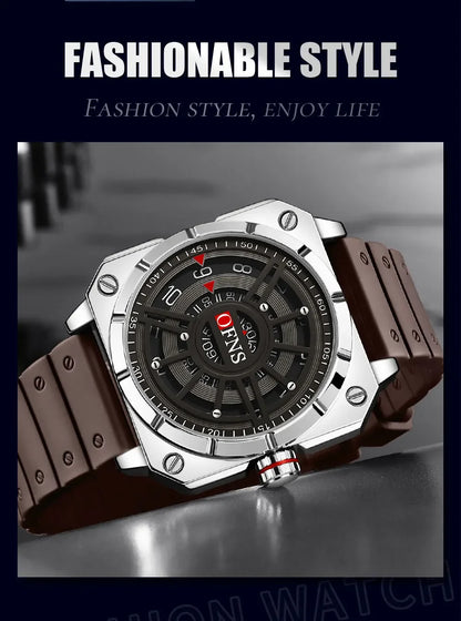 OFNS New 8026 Fashion Men's Watch Creative Cool Trend Large dial Quartz Watch Business Waterproof Men's Watches