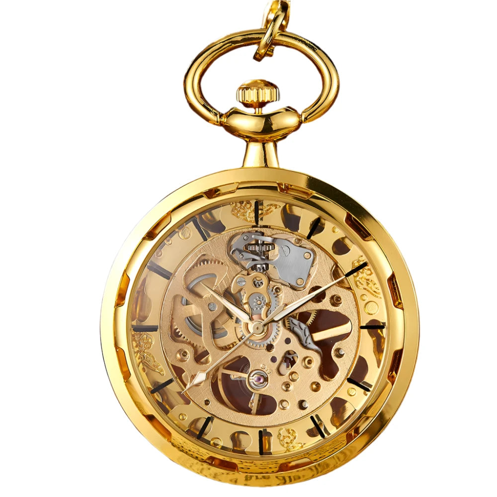 Copper Steampunk Vintage Pocket Watch Necklace Pendant Hollow pocket fob watches Men Women Hollow Gear relojes de bolsillo