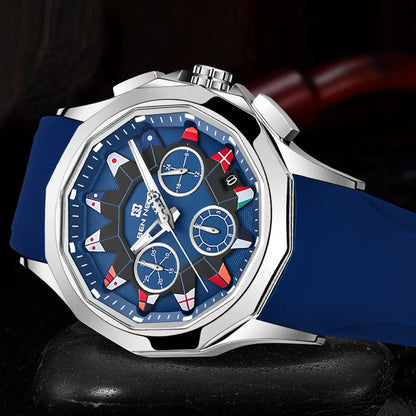 Blue Men Watch Waterproof Quartz Analog Chronograph Watch for Men Sports Military Luxury MANS Automatic Mechanical Male Clock