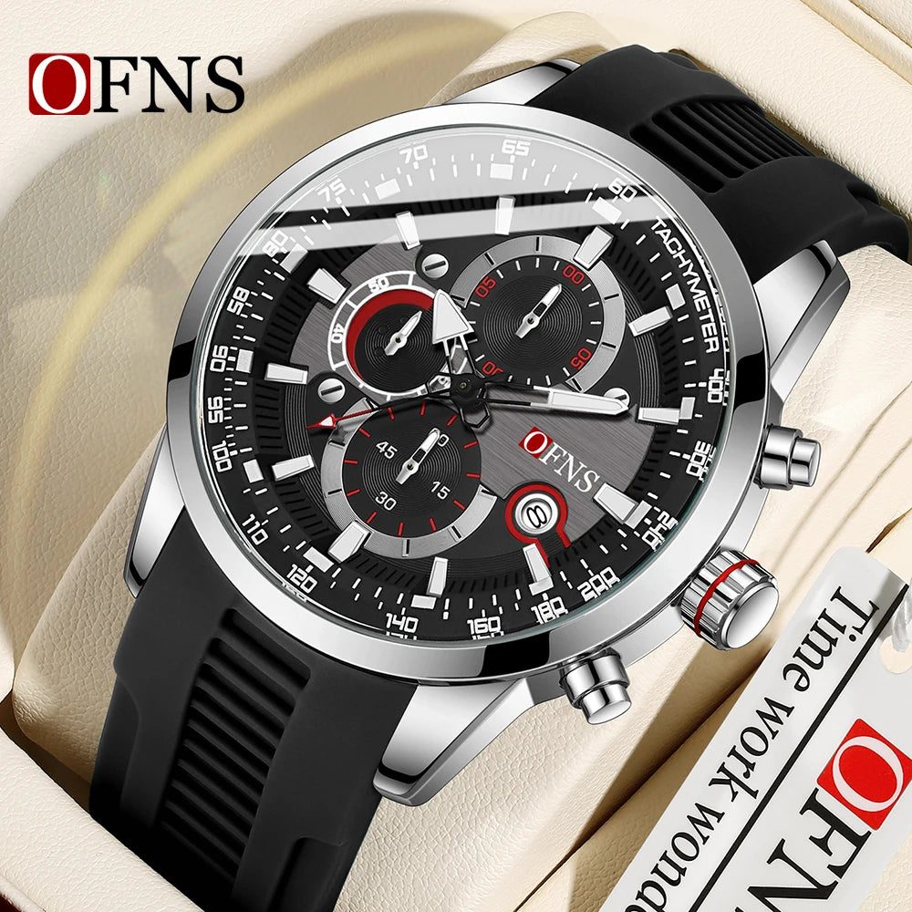 OFNS 8024 New Casual Men's Watches Calendar Business Six Qin Small dial Multi functional Time Waterproof Watches 2024