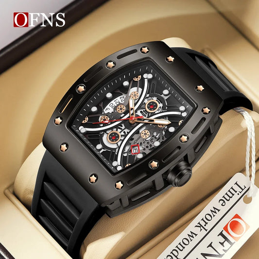 OFNS Brand New 5515 Men's Quartz Watch Fashion Trend Wine Bucket Minimalist Calendar Waterproof Men's Quartz Watch