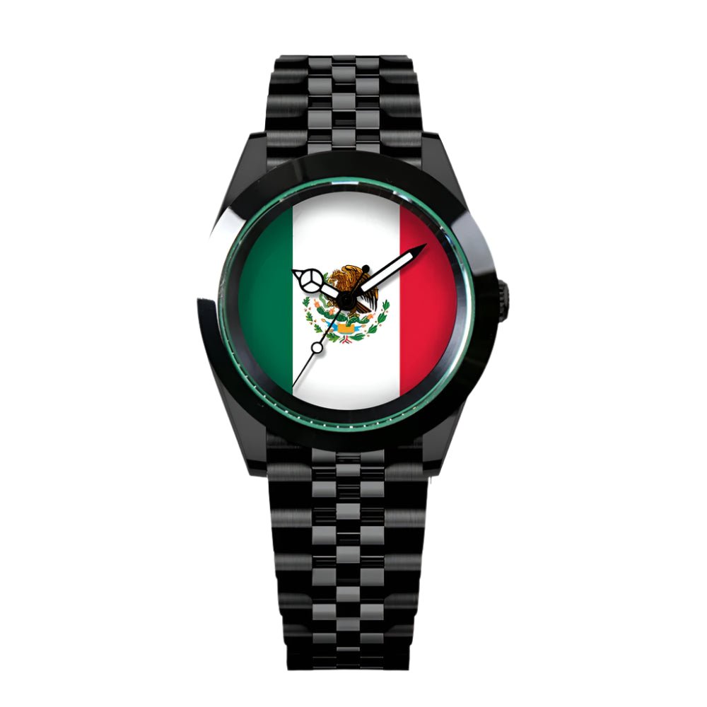 39MM NH35 Black Oyster Watch Mexican Flag Automatic Mechanical Watch For Men Sapphire Crystal Jubilee president Strap Reloj