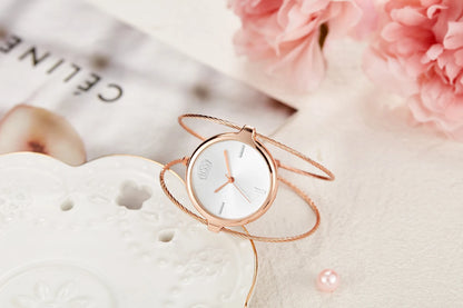 Top Vintage Girls Watch Round Single Wire Bracelet Watch Women's Watch Quartz Wire Bracelet Watch Casual Casual Fashion Watch