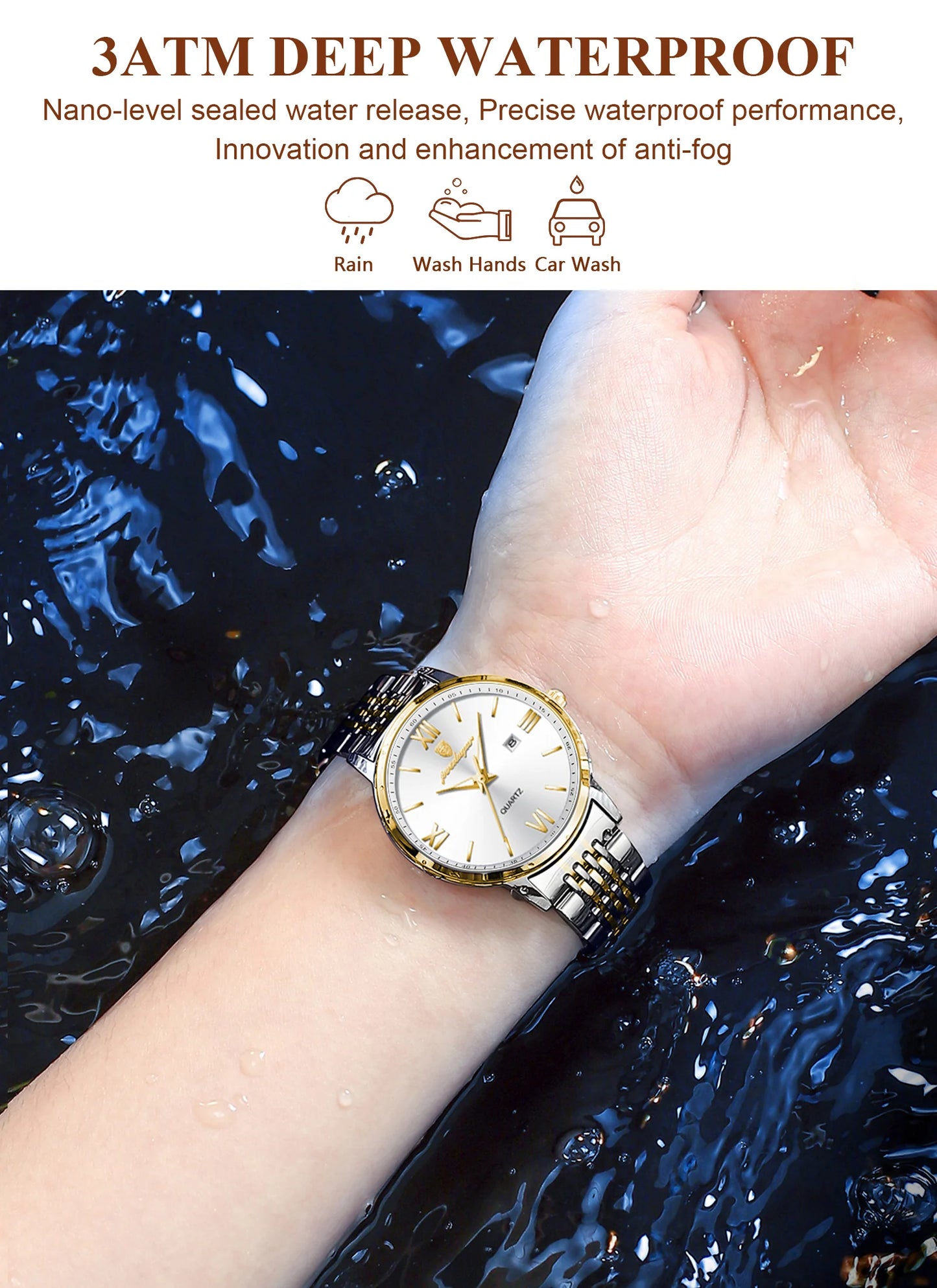 POEDAGAR Ladies Wristwatch Luxury Waterproof Luminous Date Gold Watch For Women Dress Stainless Steel Quartz Women's Watches+Box