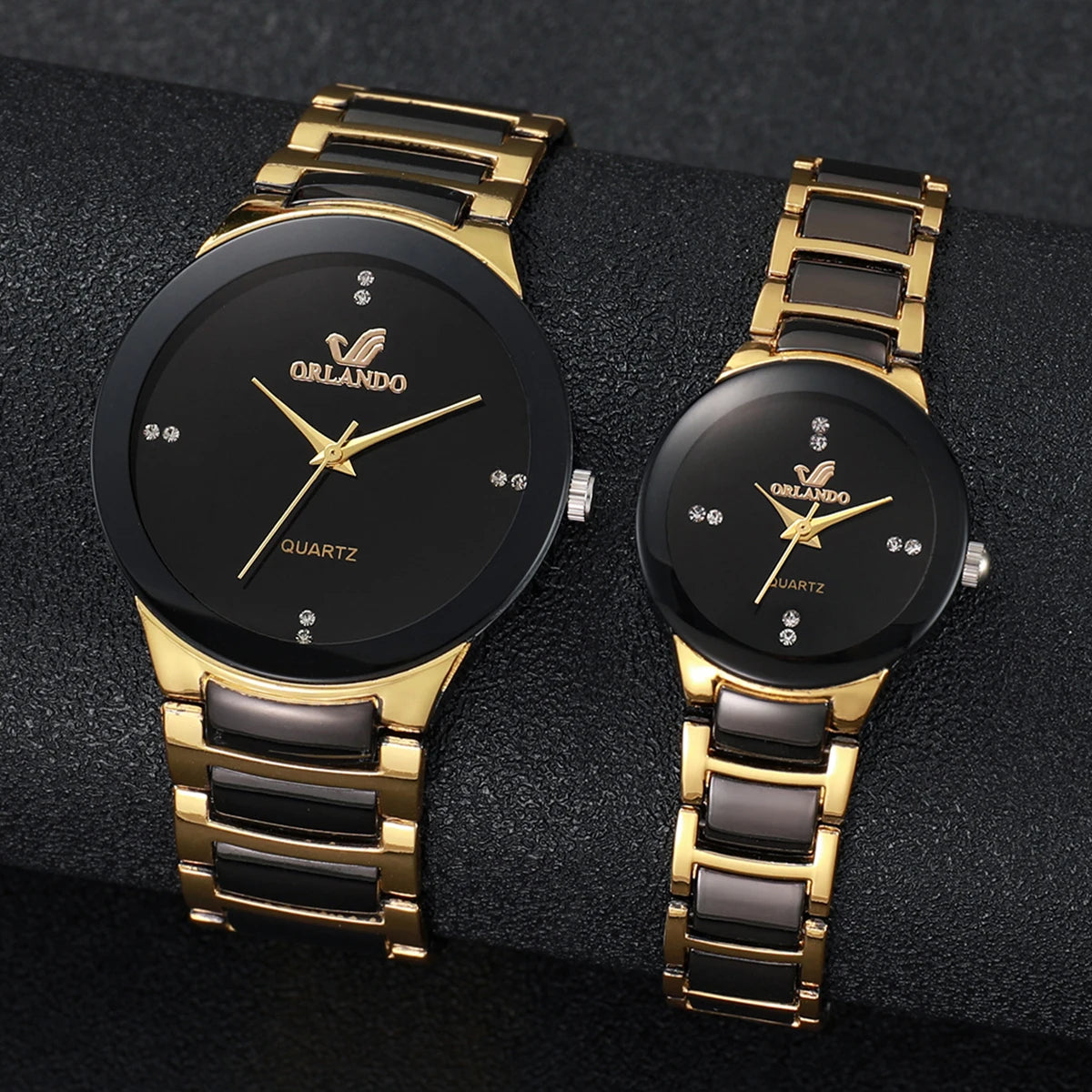 COUPLE'S FASHION QUARTZ WATCHES WITH STAINLESS STEEL BAND