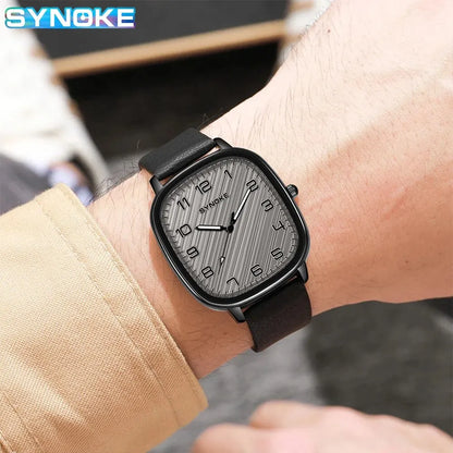 SYNOKE Montre à quartz pour homme, montre-bracelet à la mode, simple, pour affaires, à quartz, pour homme, pour étudiant, sport, non mécanique