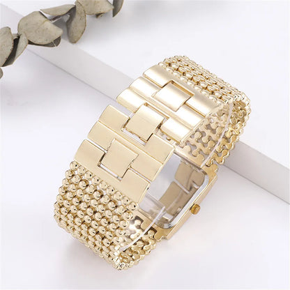 UTHAI W25 Women's Square Quartz Watch Fashion Brand Light Luxury Stainless Steel Bracelet Girls' Diamond Inlaid Wristwatches