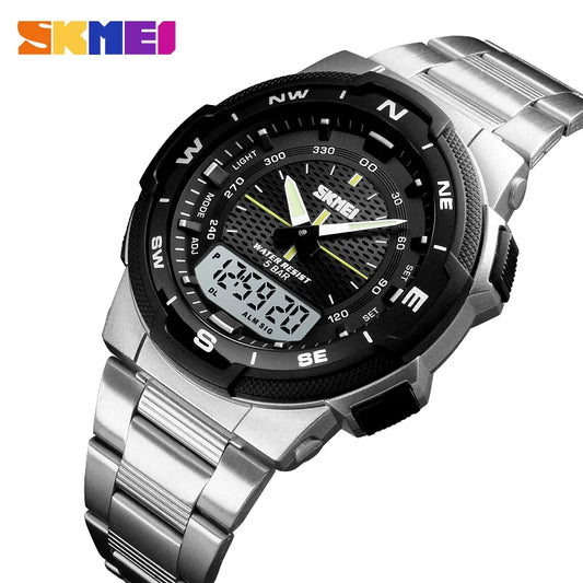 SKMEI 1370 Men Watch Fashion Quartz Watches Dual Time Digital Watches for Man Top Luxury Waterproof Wristwatch freen Shipping