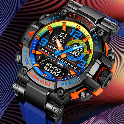 Nouvelle montre STRYVE pour hommes de haute qualité numérique-analogique double mouvement 5ATM montres étanches montre de sport mode homme 8025