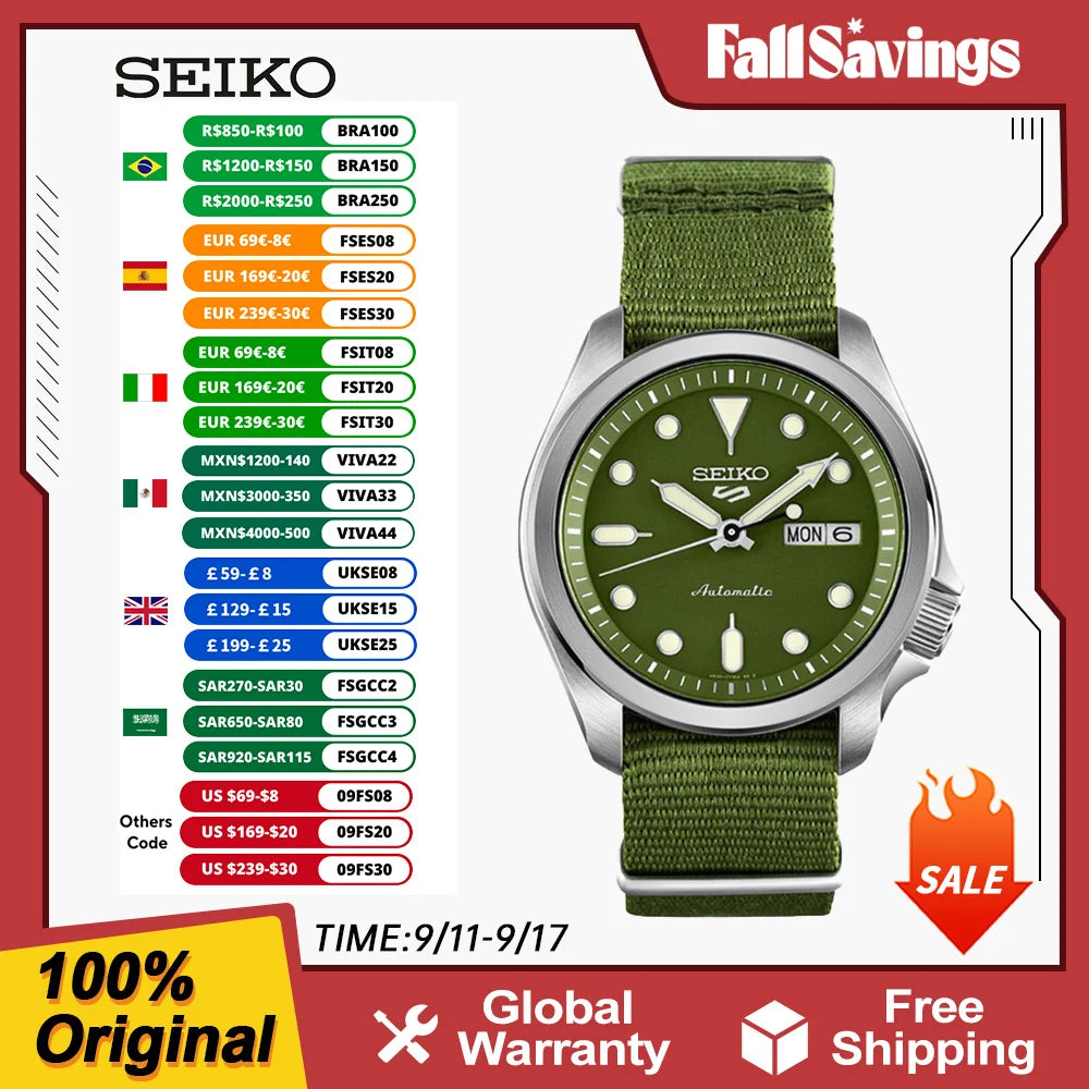 Original Japan Seiko 5 Watch Men Automatic Mechanical Waterproof Luminous Men's Watches