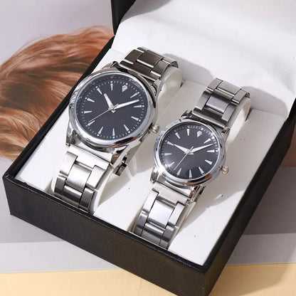 Coffret de montres d'affaires analogiques pour couple, 2 pièces