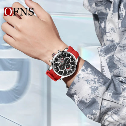 OFNS 8024 New Casual Men's Watches Calendar Business Six Qin Small dial Multi functional Time Waterproof Watches 2024