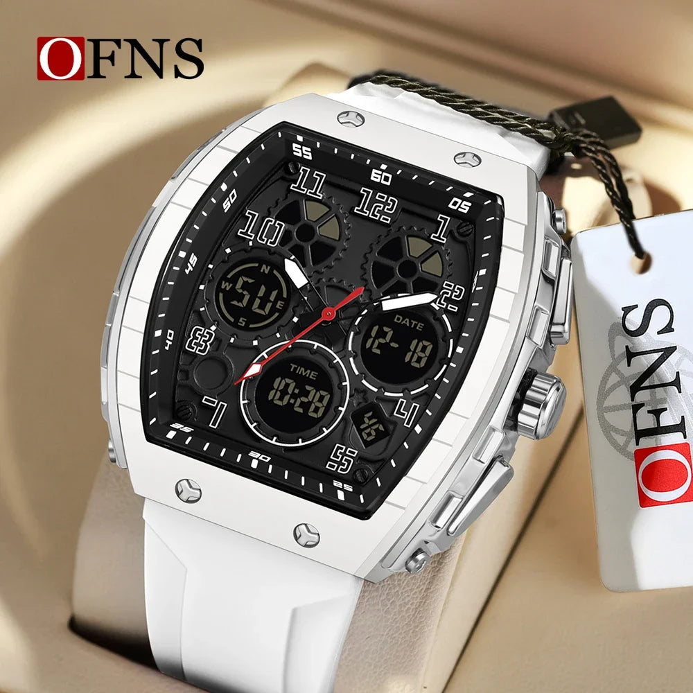 OFNS brand 6157 new men's electronic watch digital multifunctional fashion trend men's watch waterproof alarm clock 2024