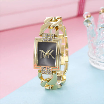 UTHAI W30 Women's Square Diamond Inlaid Light Luxury Small Fashion Quartz Watches Metal Female's Bracelet Watch Girls' Clock