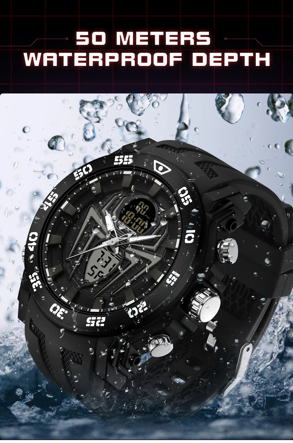 SANDA Men Military Watches Fashion Sport Watch Analog Electronic LED Wristwatches For Man 50M Waterproof Clock Relogio Masculino