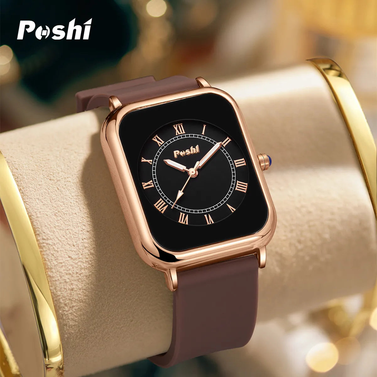 POSHI Original Quartz Wrist Watch for Women Simple Elegant Women's Watches Waterproof Silicone Strap Trend Fashion Style