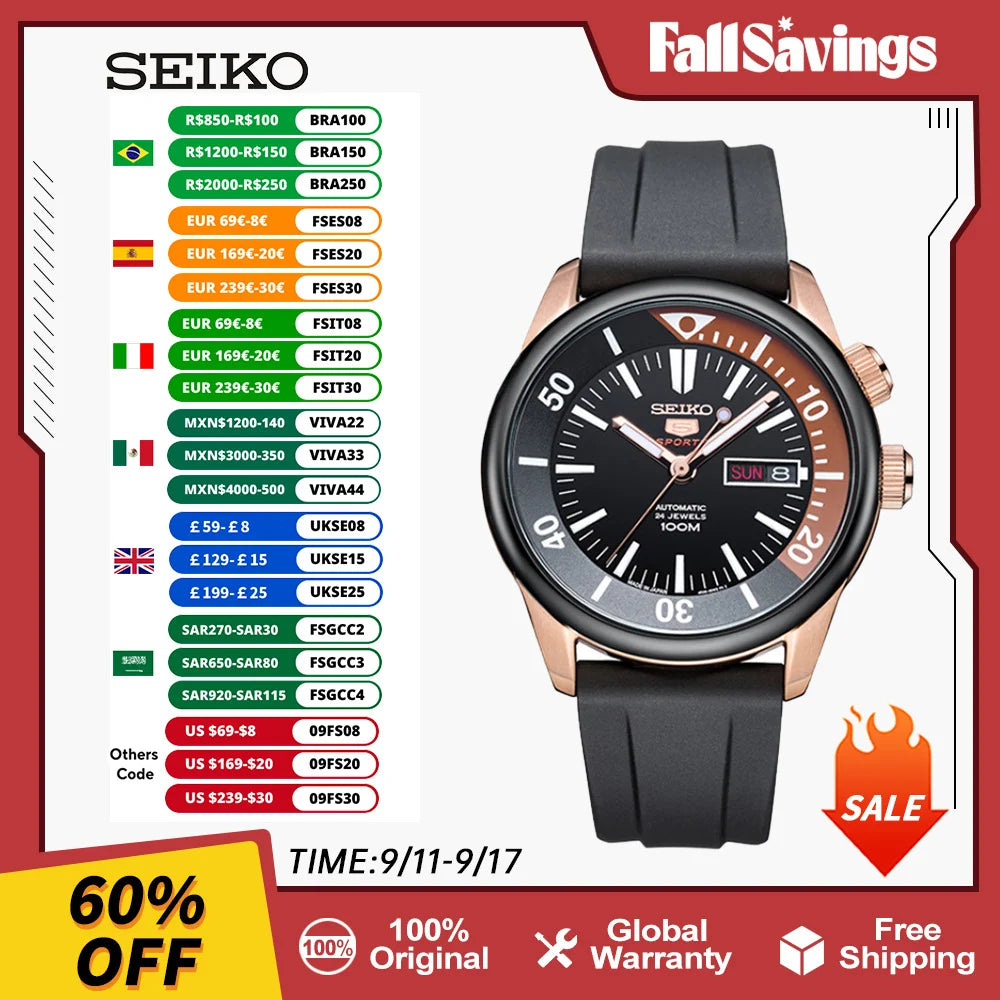 Seiko 5 Original Japan Automatic Watch 10Bar Waterproof Luminous Sports watches For Men