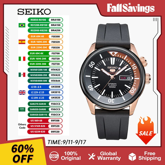 Seiko 5 Original Japan Automatic Watch 10Bar Waterproof Luminous Sports watches For Men