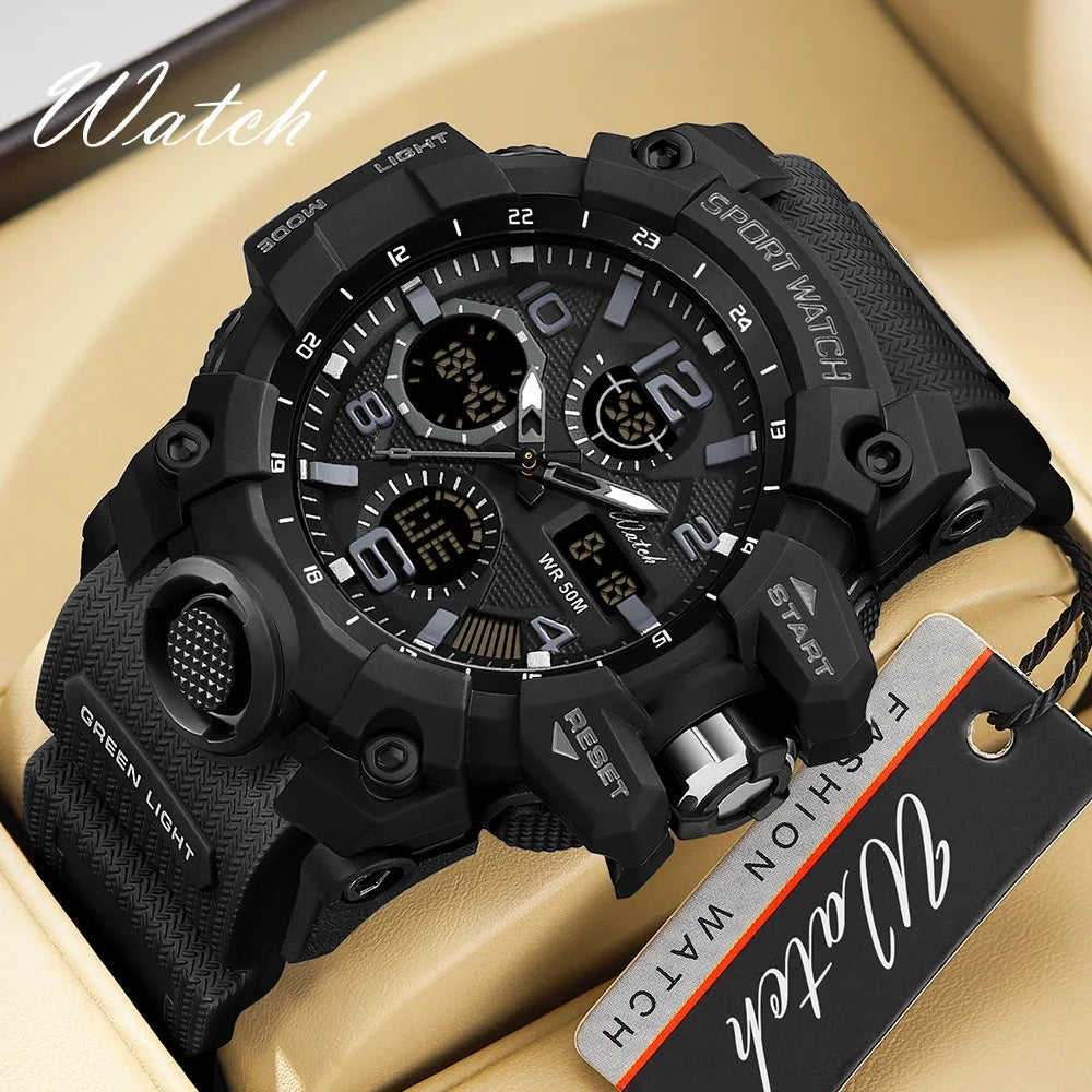 OFNS Top of the line New 6021 Sports Men's Watch Waterproof Dual Screen Quartz Watch Suitable for Men's Watch Stop Watch