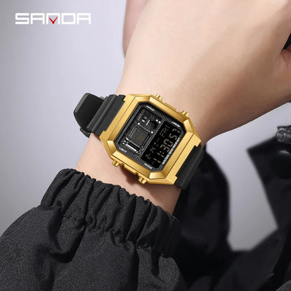 SANDA 6216 Male and Female Student Electronic Watch New Electronic Watch Square Multi functional Countdown Watch