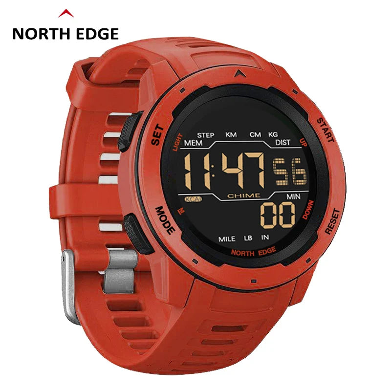 NORTH EDGE Mens Smart Watch Women Sportswatch Dual Time Running Pedometer Countdown Waterproof 50m Digital Alarm Military Clock