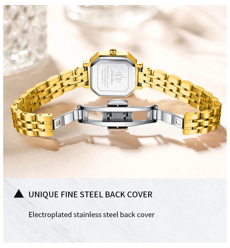 Montre à quartz à cadran carré OLEVS pour femmes en acier inoxydable montre-bracelet en or de mode robe élégante montres de luxe pour femmes de marque TOP