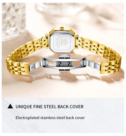 Montre à quartz à cadran carré OLEVS pour femmes en acier inoxydable montre-bracelet en or de mode robe élégante montres de luxe pour femmes de marque TOP