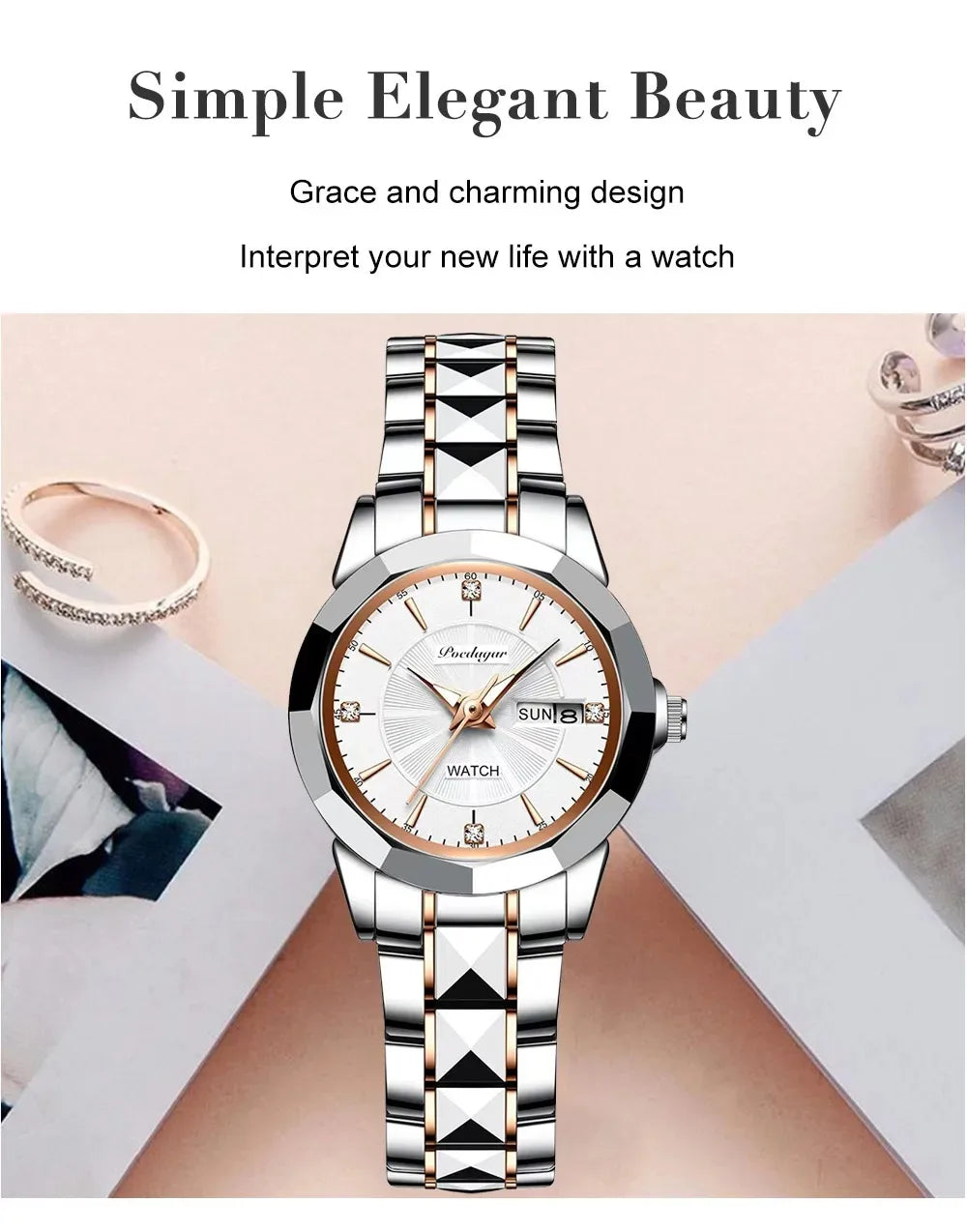 POEDAGAR Exquisite Minimalist Women Watch Luxury Fashion Stain Steel Ladies Waterproof Quartz Wristwatch Rose Gold Female Clock