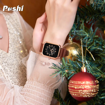 POSHI Original Quartz Wrist Watch for Women Simple Elegant Women's Watches Waterproof Silicone Strap Trend Fashion Style