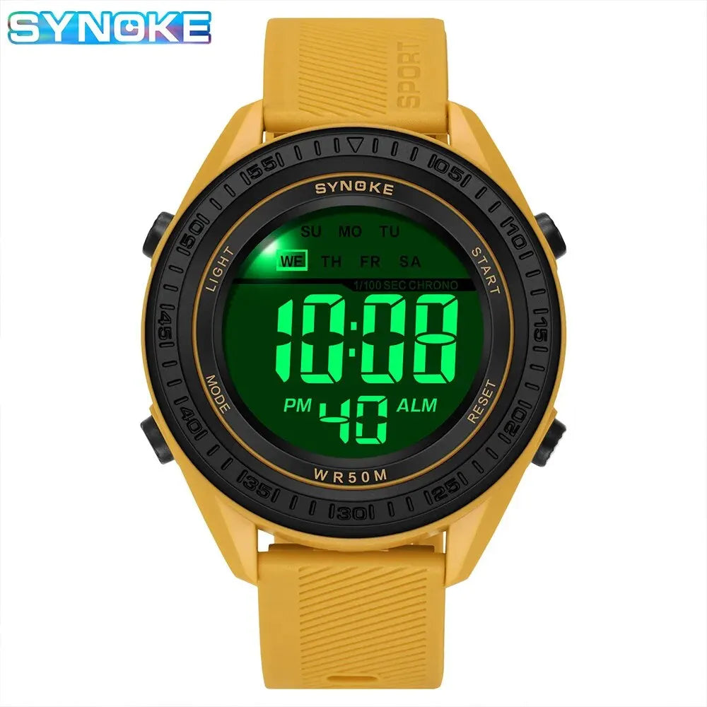 SYNOKE Watch Outdoor Sports Multifunctional Waterproof Shock Resistant Large Screen Display Luminous LED Digital Watch For Men