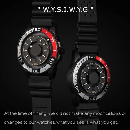 Innovative Magnetic Steel Ball Quartz Watch No Pointer Concept Watch Silicone Canvas Steel Strap Mens Watch Multi color strap