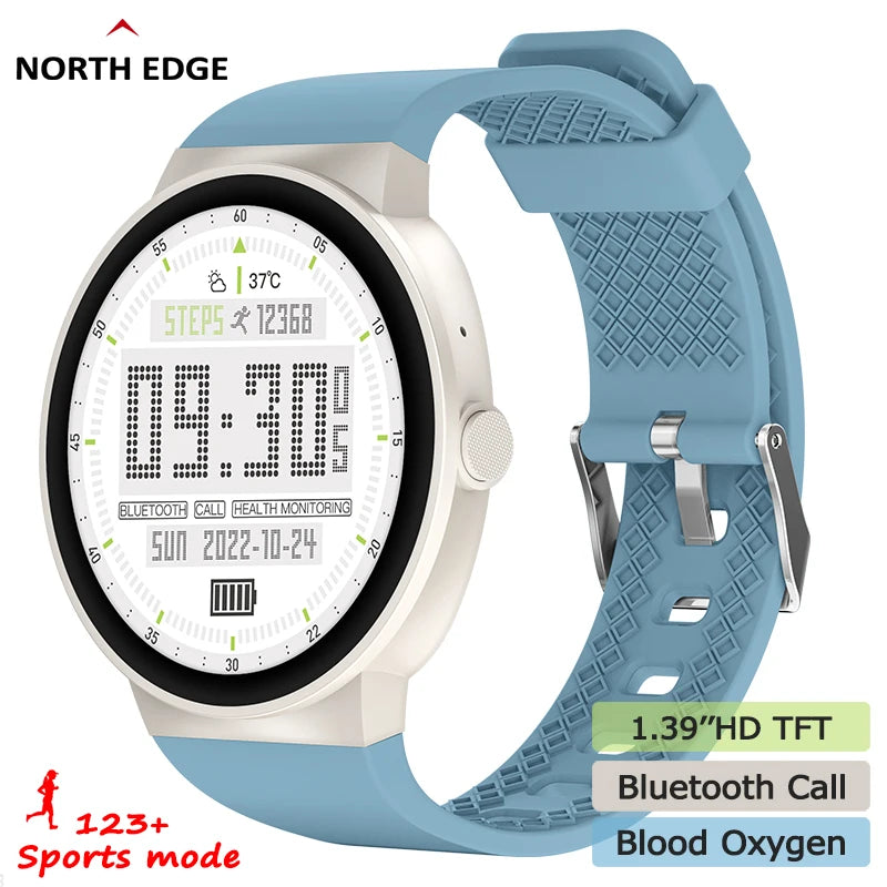 NORTH EDGE Women Men's Smart Watch 1.39'' TFT HD Color Display 123+ Sports Mode Bluetooth Call Blood Oxygen IP67 Smart Watch