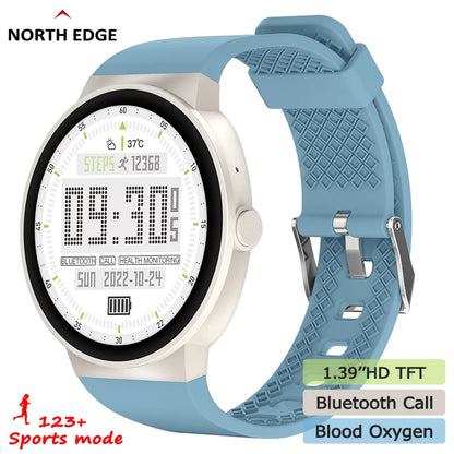 NORTH EDGE Women Men's Smart Watch 1.39'' TFT HD Color Display 123+ Sports Mode Bluetooth Call Blood Oxygen IP67 Smart Watch