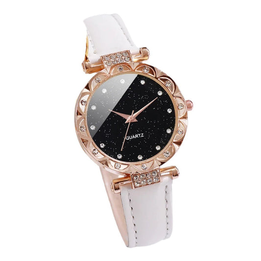 3PCS Women Watches Fashion Rhinestone Leather Band Quartz Watch Set（Without Box）