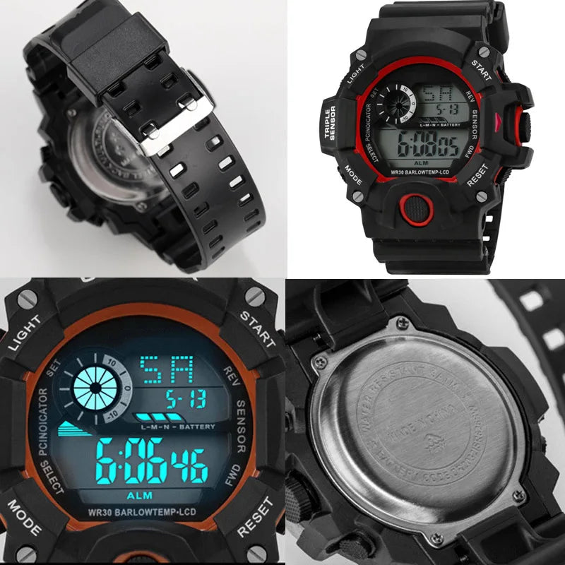 YIKAZE Y73 Men's Watch Digital Sports Electronic Wristwatch Large Dial Multifunctional Waterproof Luminous Alarm Male's Bracelet