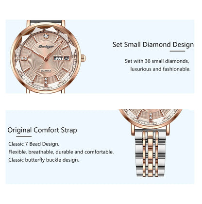 POEDAGAR Women Watch Rose Gold Fashion Quartz Watches Top Brand Luxury Ladies Wristwatch Waterproof Date Week Girlfriend Gift