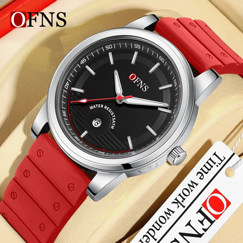 OFNS Top of the line 8028 New Fashion Men's Quartz Watch Leisure Fashion Lighting Electronic Calendar Waterproof Men's Watch