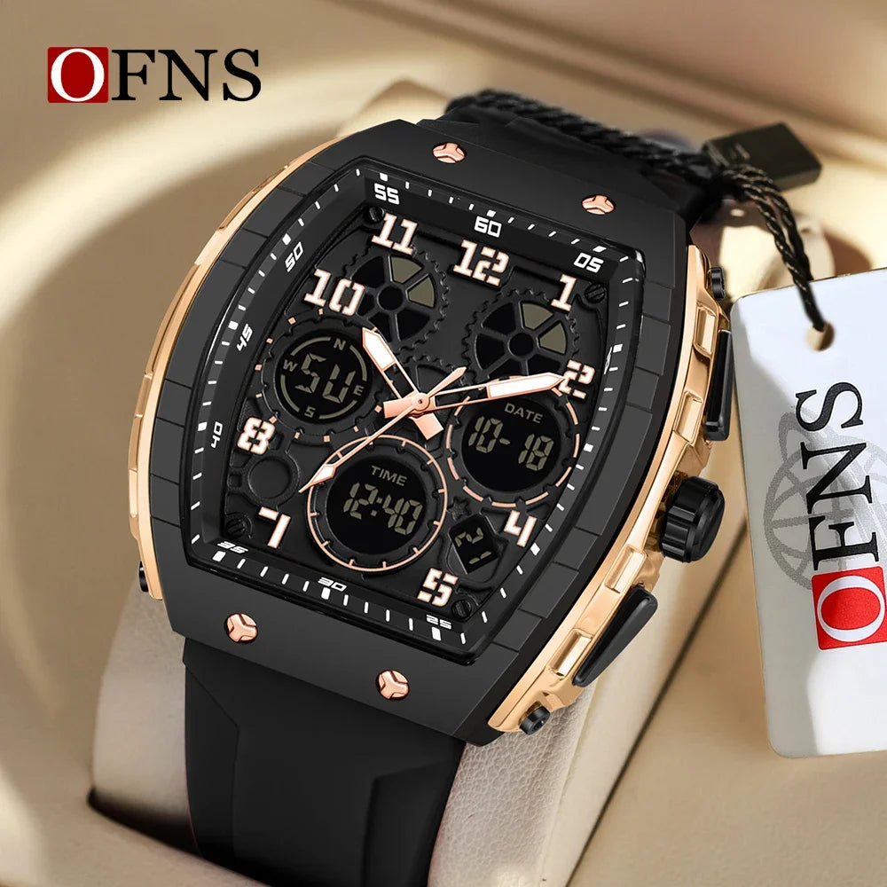 OFNS Top Brand 6157 Digital Watch Men's Sports Watch Electronic LED Men's Watch Men's Clock Outdoor Waterproof Watch 2024