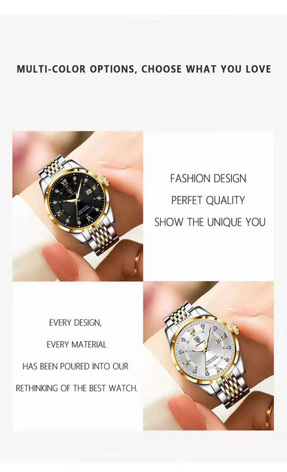 POEDAGAR Fashion Women Watch Top Brand Rose Gold Stain Steel Waterproof Date Quartz Ladies Watch Luxury High Quality Clock Gifts