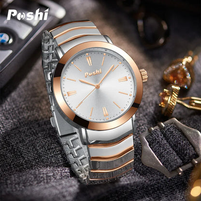 POSHI Fashion Watch for Man Origial Design Alloy Strap Men's Wristwatch Waterproof Business Clock relogios masculino reloj