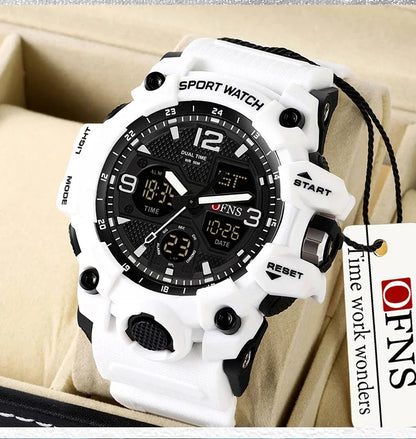 OFNS Top Brand Sports Men's Watches Military Quartz Watch Man Waterproof Wristwatch for Men Clock shock relogios masculino 6030