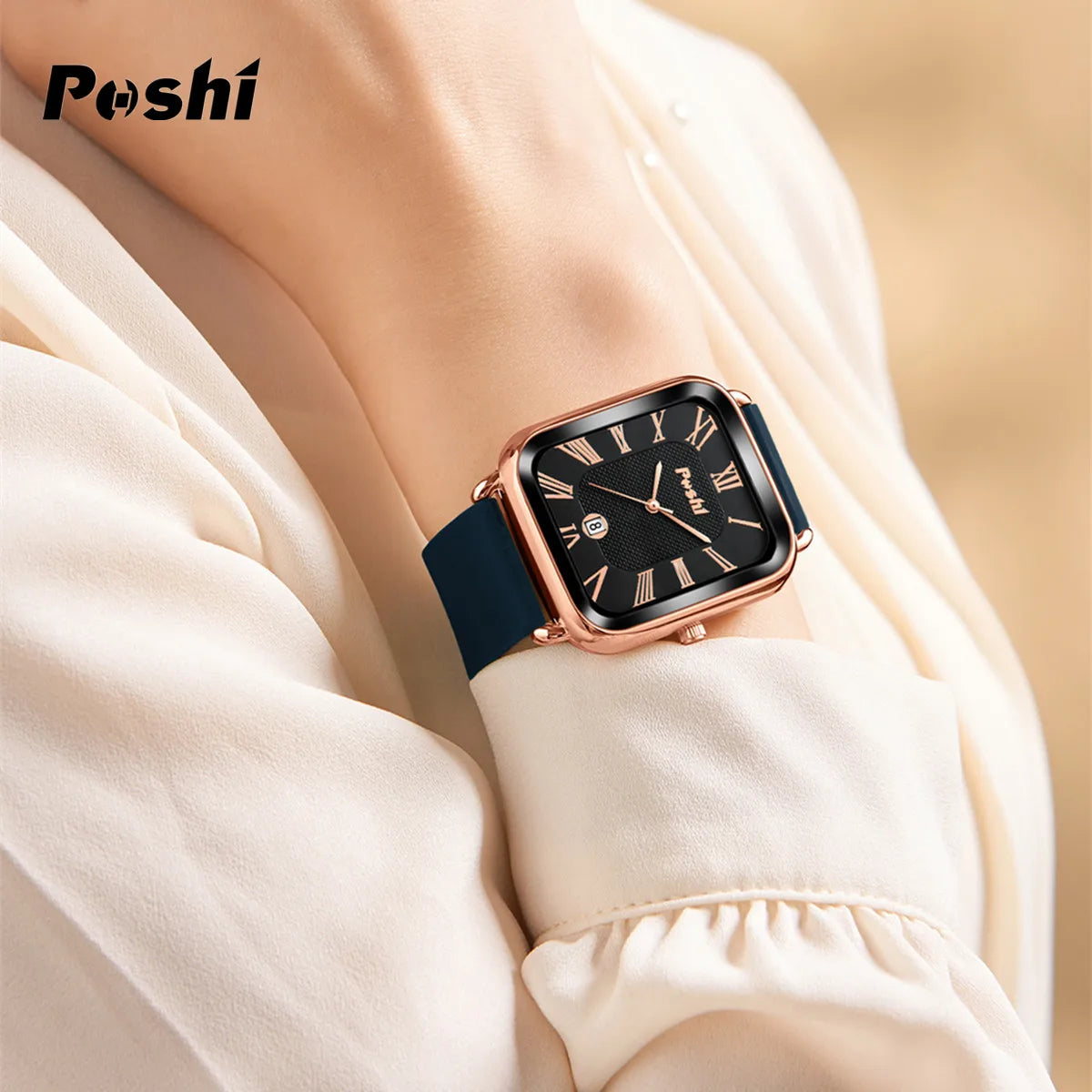 POSHI Fashion Quartz Watch Casual Luxury Women's Wristwatch Silicone Strap with Date Beautiful Clock