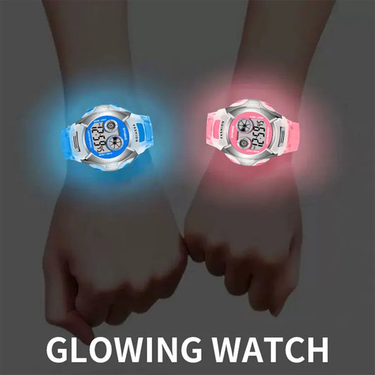 SYNOKE Montre électronique pour étudiant Montre de sport étanche pour enfants Montre numérique multifonction Glow Sept couleurs Cadeau lumineux