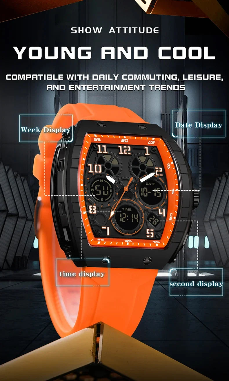 OFNS Top Brand 6157 Digital Watch Men's Sports Watch Electronic LED Men's Watch Men's Clock Outdoor Waterproof Watch 2024