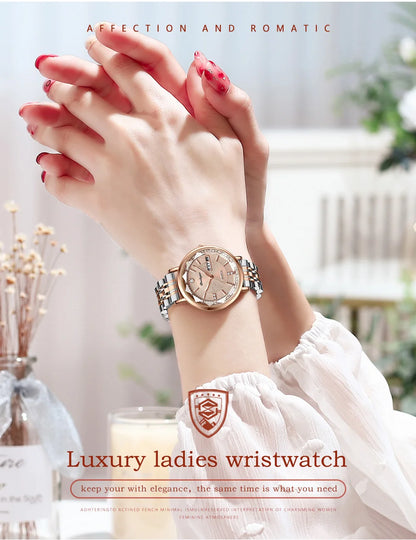 POEDAGAR Women Watch Rose Gold Fashion Quartz Watches Top Brand Luxury Ladies Wristwatch Waterproof Date Week Girlfriend Gift