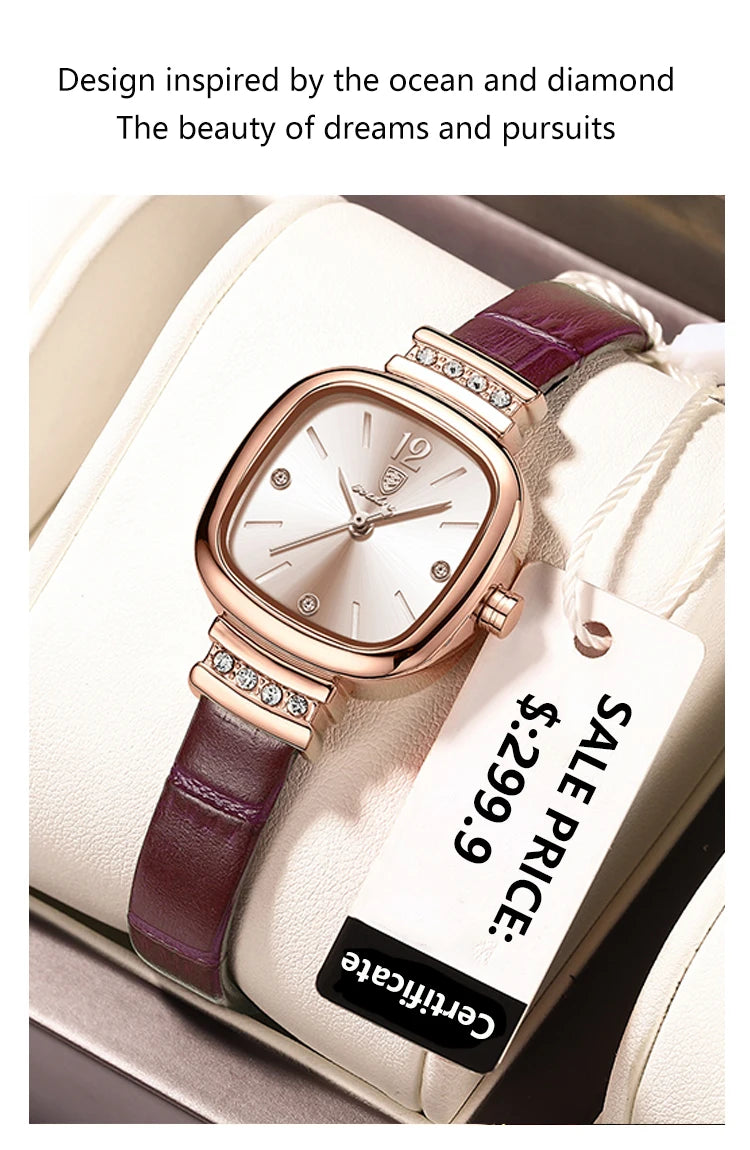 POEDAGAR Women Watches Fashion Square Diamond Leather Quartz Watch Top Brand Luxury Waterproof Ladies Wristwatch Girlfriend Gift